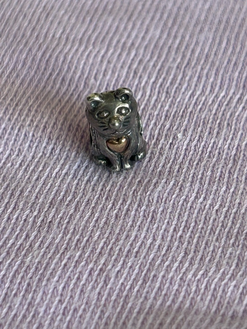 Gold/Sterling Pandora-style Cat Charm